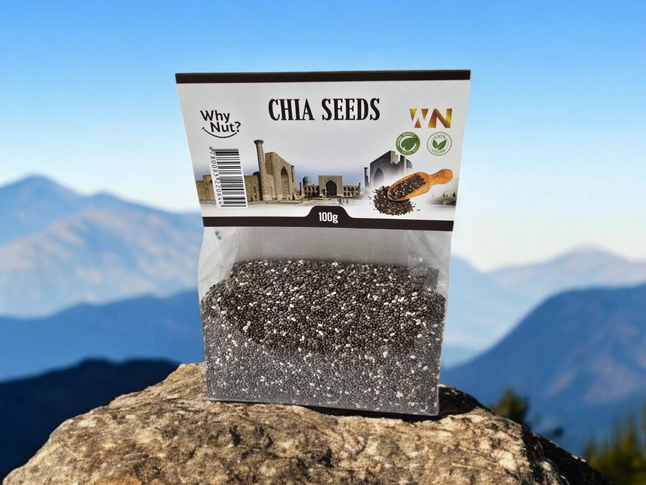 Nature Pick Market Chia Seeds, known for their exceptional nutritional value, rich in Omega-3 and Omega-6 fatty acids, ideal for adding to muesli or salads.