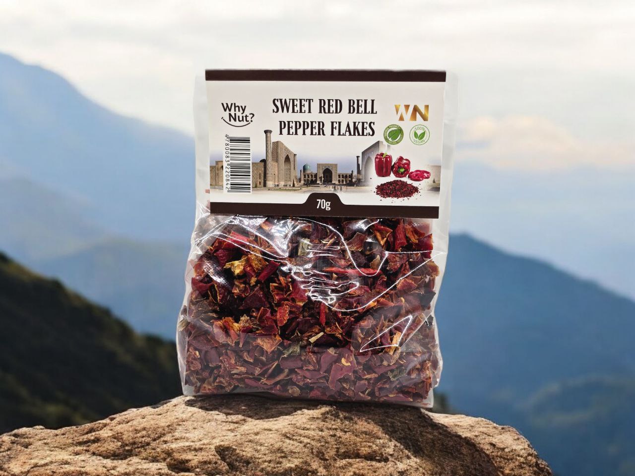 Sweet Red Pepper Flakes -Sun Dried-